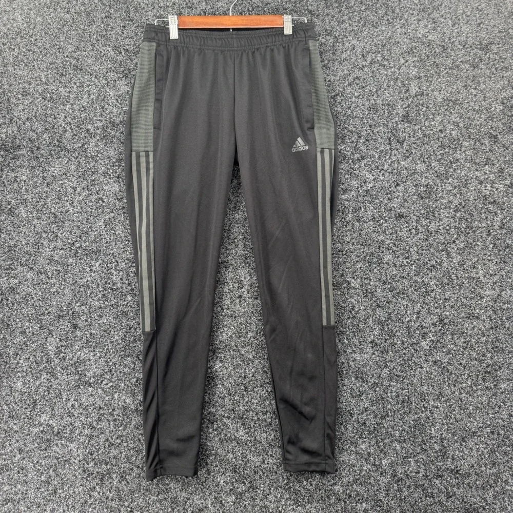 Adidas Primegreen Aeroready Track Pants Mens Small Black Grey 3-Stripe Joggers